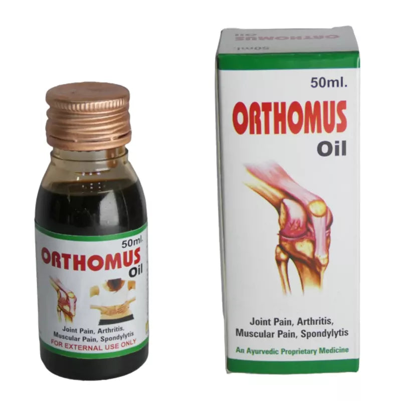 Rana Herbals Orthomus Oil is a traditional Ayurvedic massage oil with Nirgundi, Amla, Neem, Ajwain, Jatamansi and Sesame Oil for joint and muscle comfort.