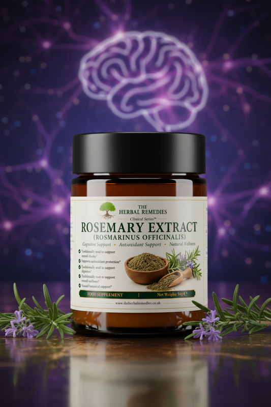 Premium Rosemary Extract traditionally used to support memory, cognitive function, healthy circulation, hair wellness and antioxidant protection.