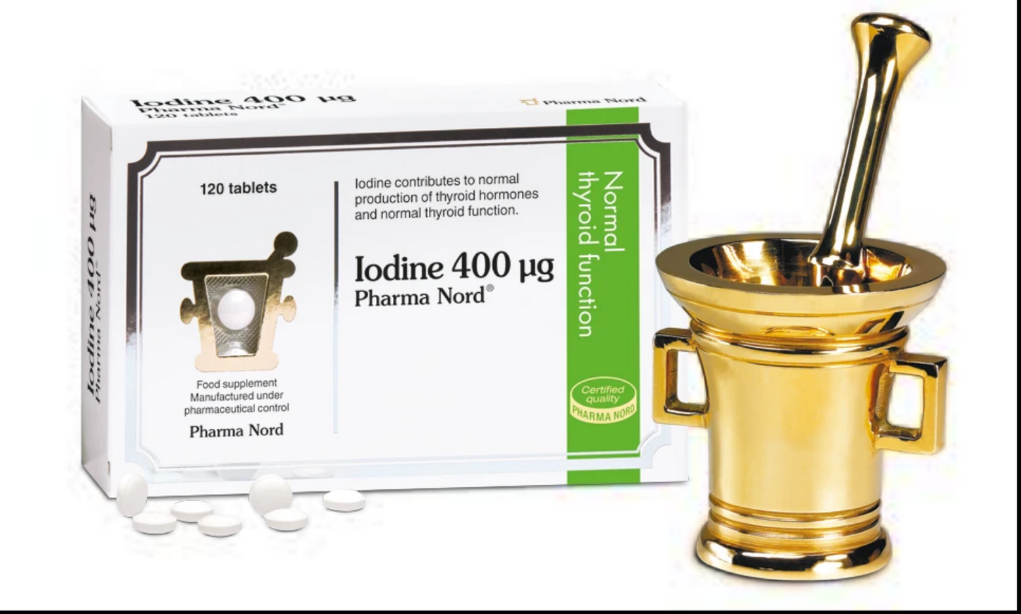 Pharma Nord Iodine 400 µg  support thyroid function, metabolism, and cognitive performance.
