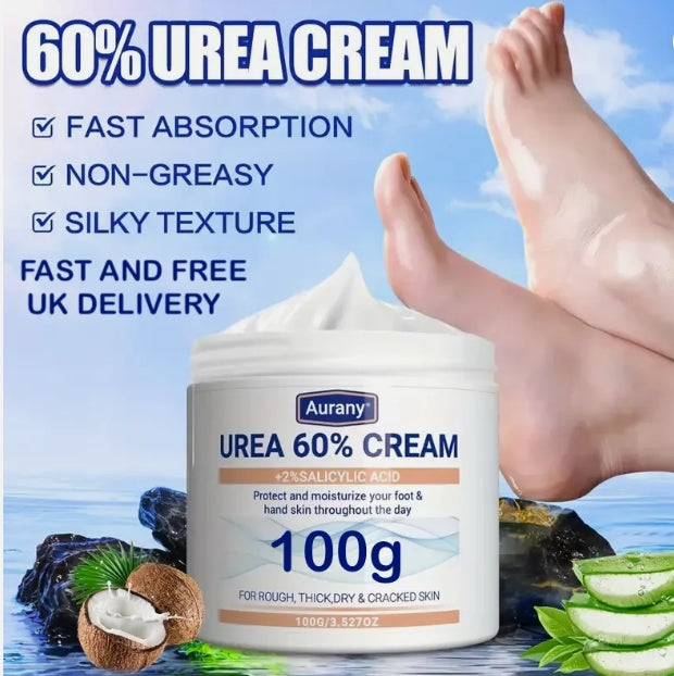 60% Urea + 2% Salicylic Acid Cream – 200 ml Intensive Moisturiser for Very Dry, Rough &amp; Thickened Skin
