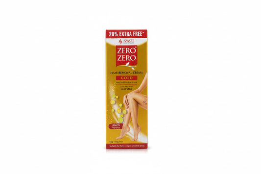 Zero Zero Gold hair removal cream box on a white surface