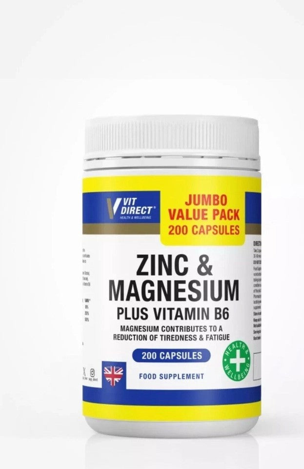 Zinc & Magnesium Plus Vitamin B6 200 Capsules r immune function and thrives in processes like wound healing