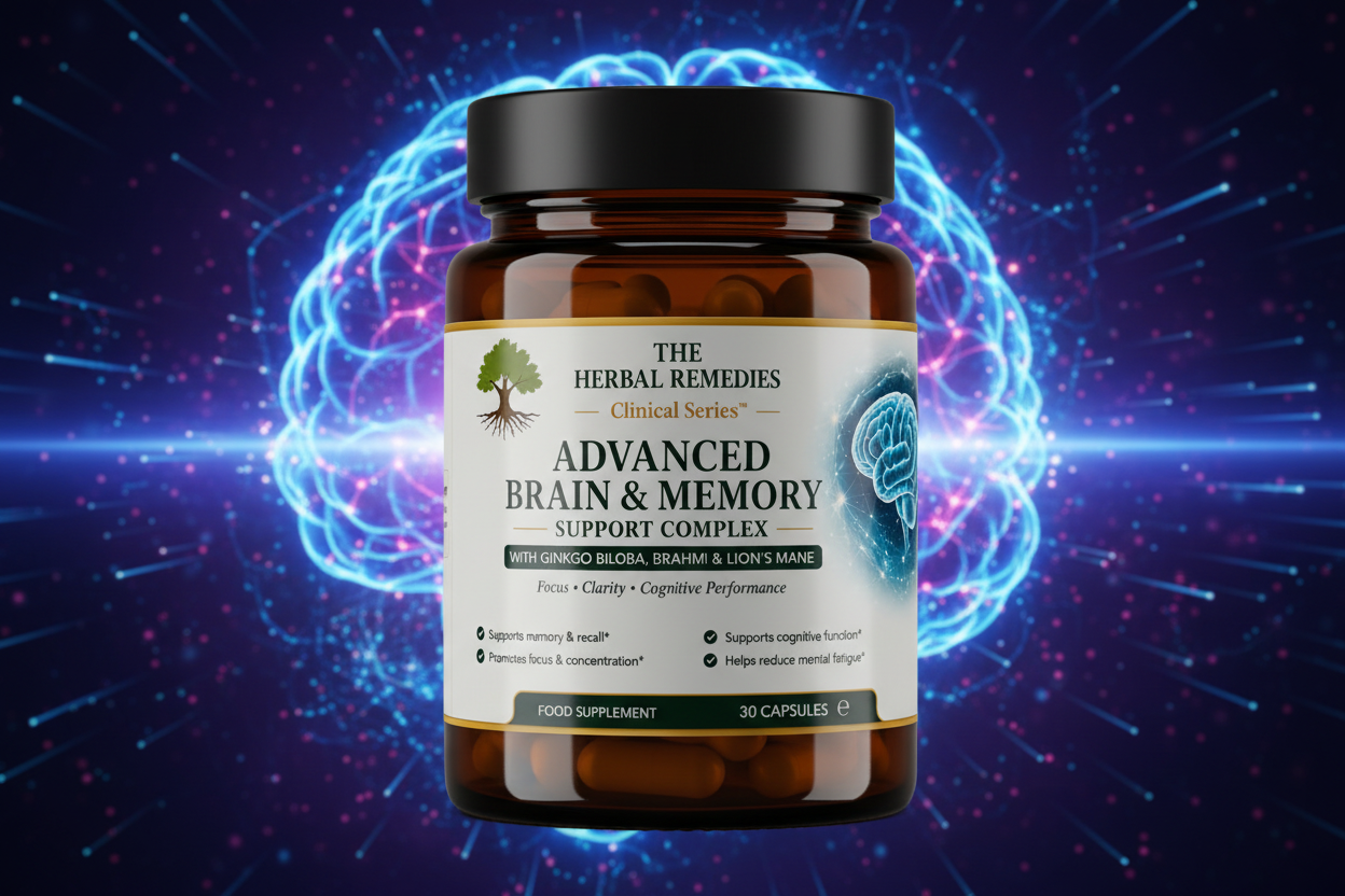 Advanced Brain & Memory Support Complex - Premium Herbal Cognitive Blend | Ginkgo, Brahmi, Gotu Kola Ginseng & Lion’s Mane