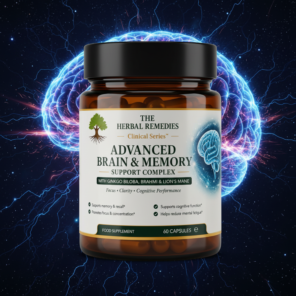 Advanced Brain & Memory Support Complex - Premium Herbal Cognitive Blend | Ginkgo, Brahmi, Gotu Kola Ginseng & Lion’s Mane