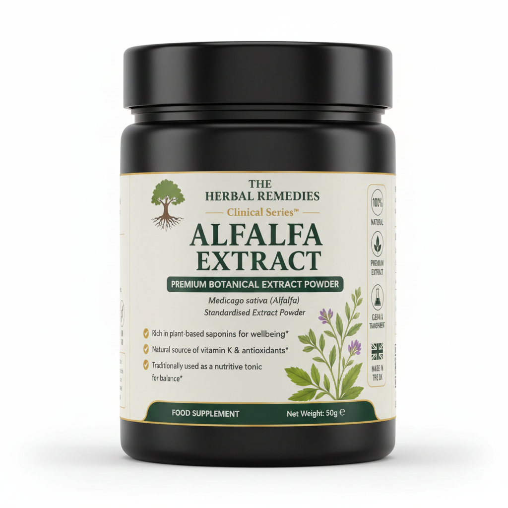 Alfalfa Extract from The Herbal Remedies on a white background.