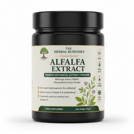 Alfalfa Extract from The Herbal Remedies on a white background.