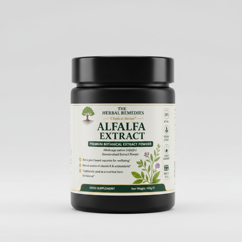 Alfalfa Extract from The Herbal Remedies on a white background.