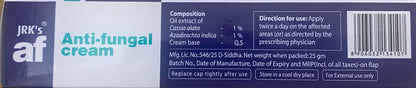 Box of JRK's Anti-fungal cream with label details.