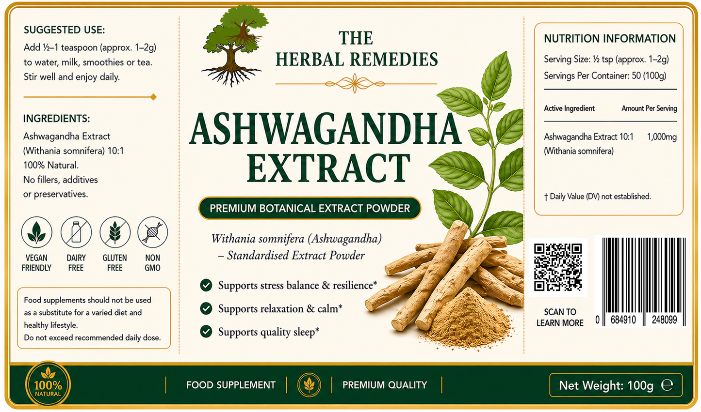 Ashwagandha (Withania somnifera), asgand nagori root Extract 10:1 purified