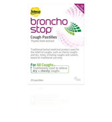 BronchoStop Cough Pastilles -10 Pastilles chesty coughs and dry, tickly, irritating coughs and catarrh