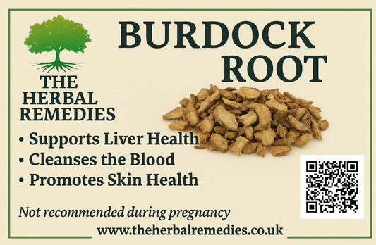  burdock root with text about its health benefits and a QR code.
