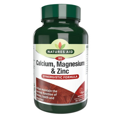 Calcium, Magnesium + Zinc 90 tablets normal bones  muscle function Natures Aid