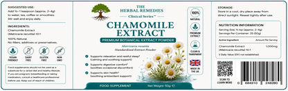 Chamomile Extract (Matricaria chamomilla)  Traditional Botanical Support for Calmness, Digestion & Daily Balance