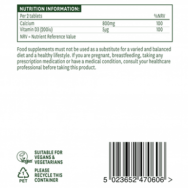 Chewable Calcium 400mg supports healthy bones & teeth with vitamin D3 60 tablets
