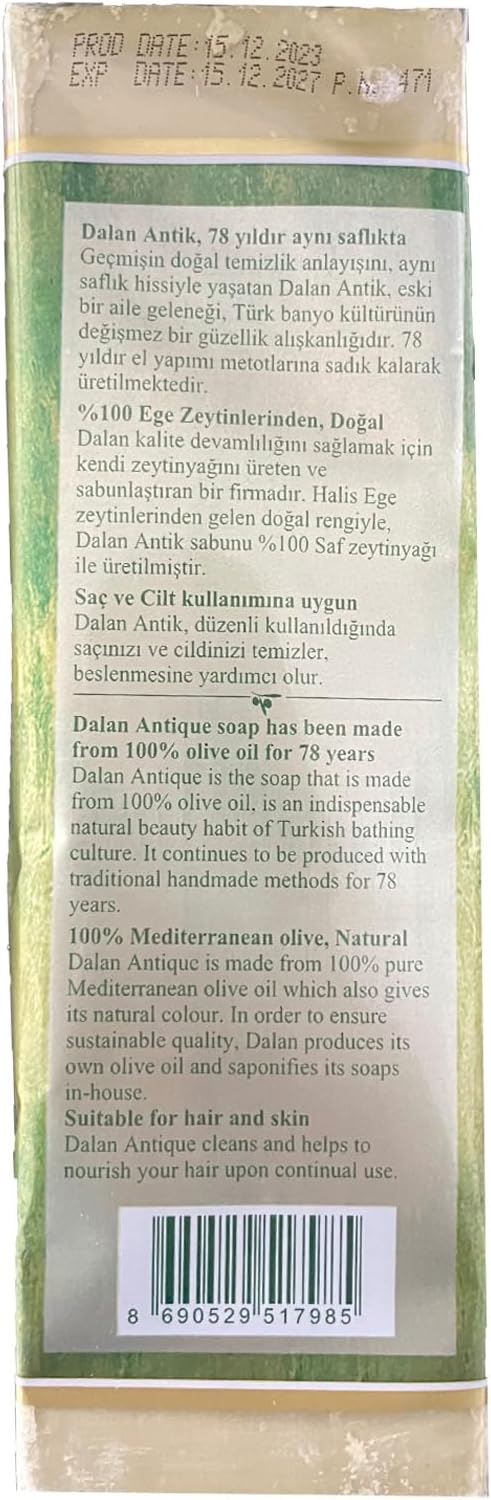 Olive Oil Soap Dalan Turkish Bath Handmade Turkey 180g Natural 100%