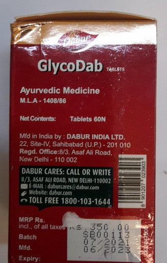 Glycodab tablets 60 tablets primarily used for Diabetes dabur