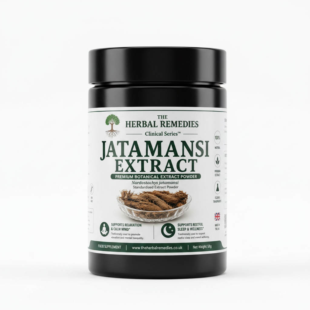Label of Jatamansi Extract from The Herbal Remedies Clinical Series with ingredients, storage, and nutrition information.