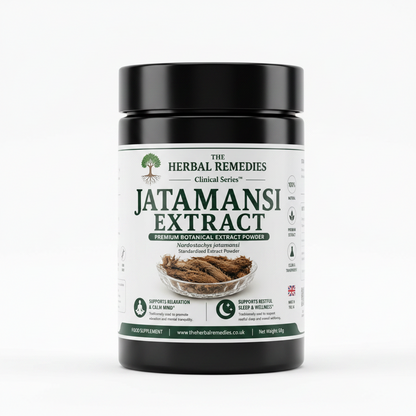 Label of Jatamansi Extract from The Herbal Remedies Clinical Series with ingredients, storage, and nutrition information.