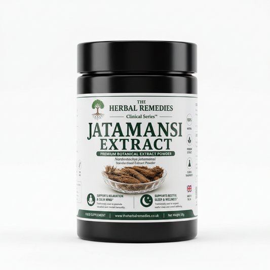 Label of Jatamansi Extract from The Herbal Remedies Clinical Series with ingredients, storage, and nutrition information.