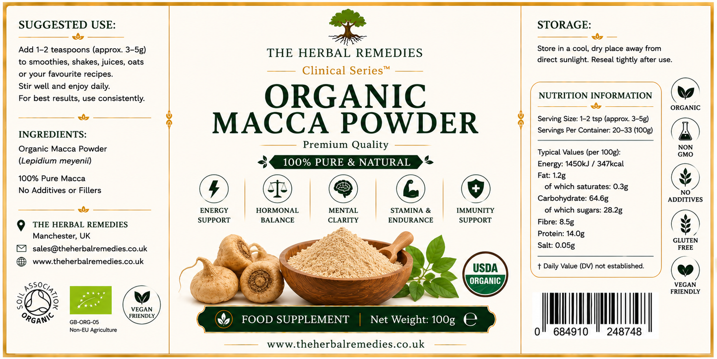 Organic Maca Powder – Clinical Series™ | 100% Pure Lepidium meyenii | The Herbal Remedies