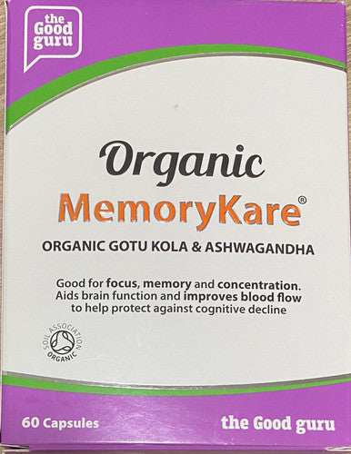 Organic Memorycare 60 capsules Aids Brain Function Such as Focus, Memory and Concentration