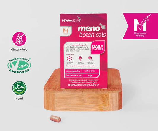 Meno Botanicals Capsules – Menopause Support | Ashwagandha, Isoflavones & Vitamins (30 Capsules)