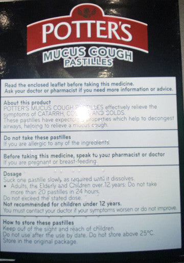 Potters Mucus Cough Pastilles (8 pastilles)