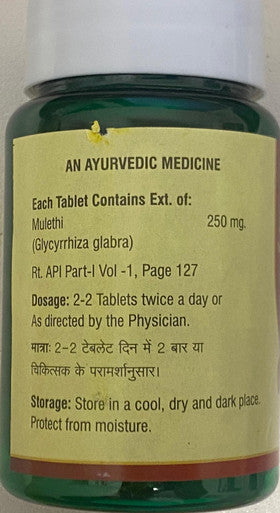 Mulethi (Glycyrrhiza Glabra) for Respiratory & Digestive Health Tablets  -  120