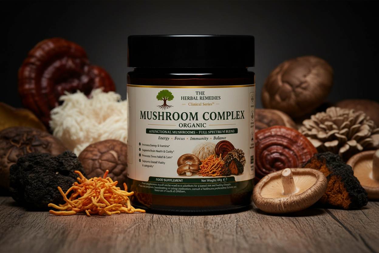 Mushroom Complex, Chaga, Cordyceps, Reishi, Shiitake and Lion’s Mane, Premium Multi-Mushroom Blend