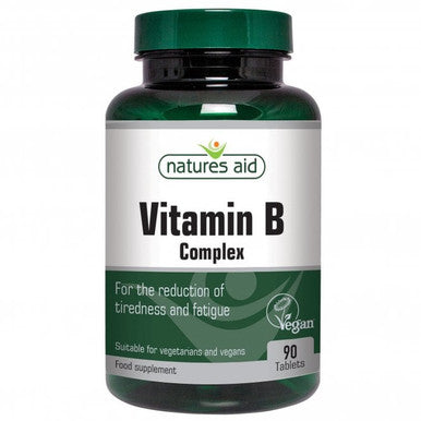 Vitamin B complex Natures Aid 90 tablets reduce tiredness and fatigue.