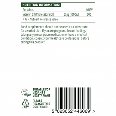 Vitamin D3 1000iu (Vegan) - 60Tablets