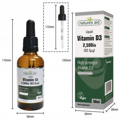 Vitamin D3 Liquid 2500iu (Vegan) - 50ml.