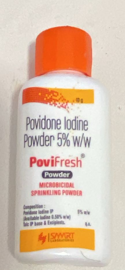 Povidone Iodine 5% Microbicidal Powder for Skin Infections (10 gm)