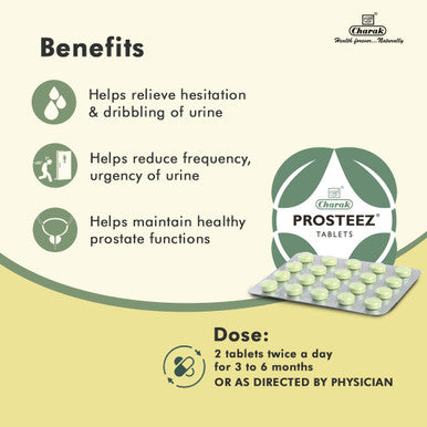 Prosteez Helps reduce symptoms like frequency, urgency and incomplete feeling of urination 20Tablets