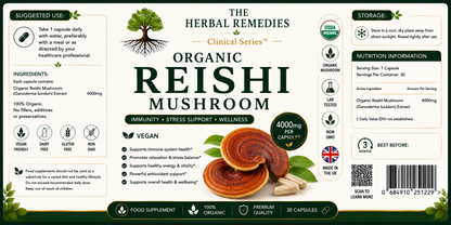 Organic Reishi Mushroom — Immunity, Stress Support & Wellness | Clinical Series™ | 30 Capsules