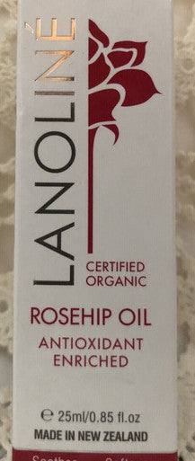 Rosehip Oil Antioxidant Enriched .85 fl oz 25 ml Lanoline  Certified Organic