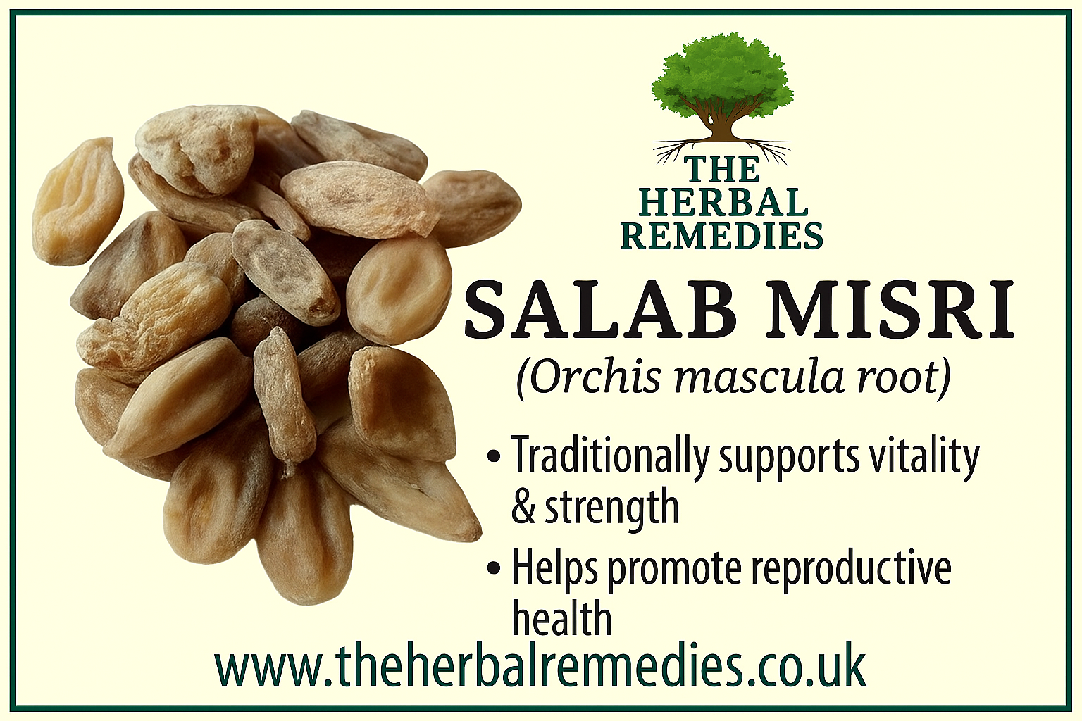 Salab Misri with dried orchis mascula root 