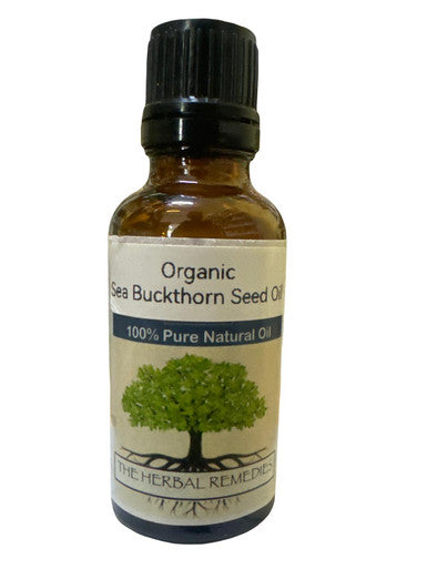 Organic Sea Buckthorn seed oil 10ml pure, natural in amber glass dropper bottle