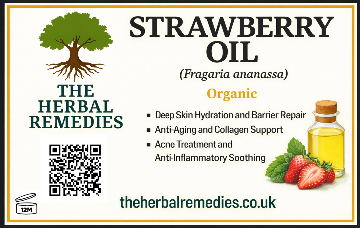Strawberry Oil (Fragaria ananassa Seed Oil)  Cold-Pressed Botanical Oil for Skin Nourishment & Radiance