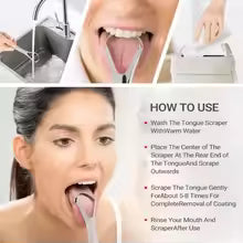 Tongue Scraper 1pcs  Brush Stainless Steel Tongue Cleaner Bad Breath Removal Oral Care Tool