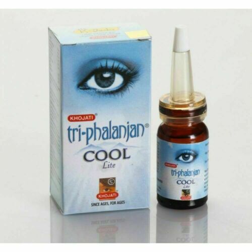 Khojati Tri-Phalanjan Cool Lite eye drop bottle and packaging on a white background