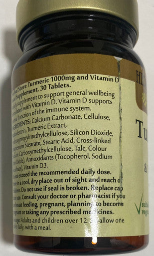 Turmeric 1000mg Vitamin D 30 tablets