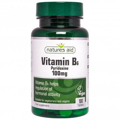 Vitamin B6 Natures Aid 100 tablets for regulation of hormonal activity