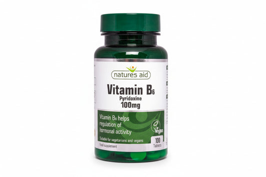 Vitamin B6 Natures Aid 100 tablets for regulation of hormonal activity
