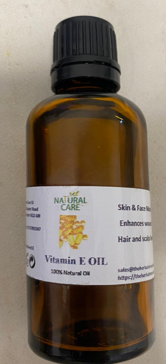  Vitamin E oil 30ml with a label on a beige background