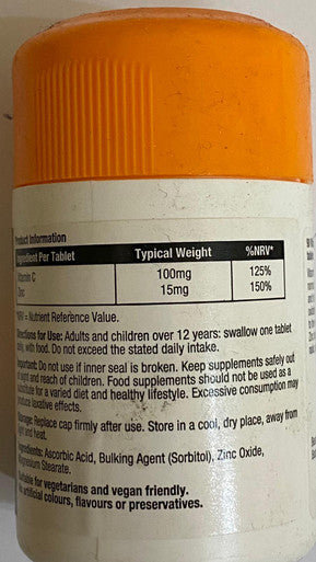 vitamin c and zinc 90 tablets immunity energy power well being