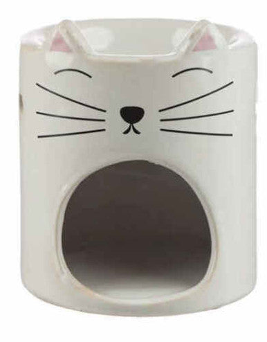 Ceramic Cat Head Oil Burner white Feline Fine